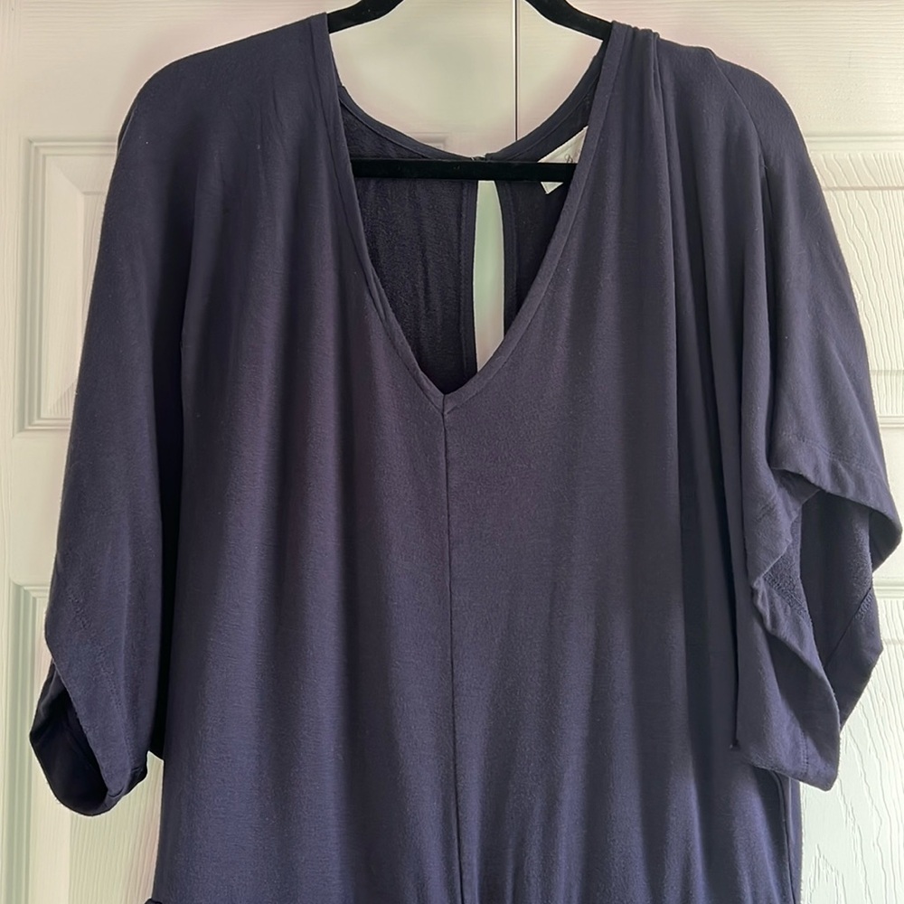 LOFT Lou & Grey Navy Jumpsuit Romper summer size Large EUC